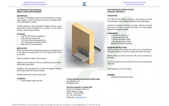 Juego de manilla de puerta inferior anticontagios